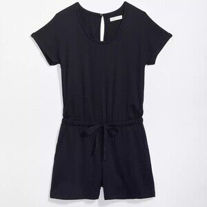 NWT Lou & Grey Signaturesoft Scoop Neck Cap Sleeve Romper in Black, Size XS